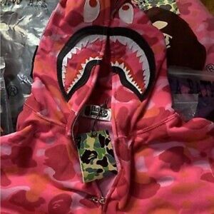 bape pink hoodie (small )